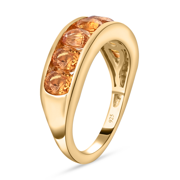 Yellow Sapphire Half Eternity Ring in Vermeil Yellow Gold Overlay Sterling Silver 2.22 Ct.