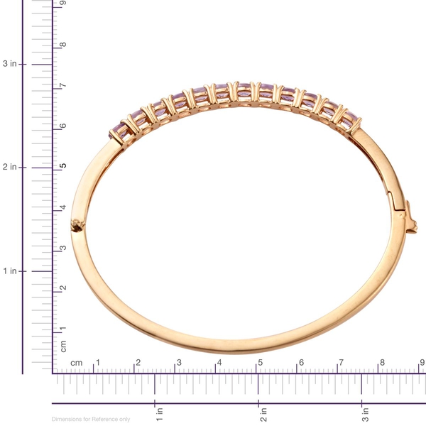 Rose De France Amethyst (Ovl) Bangle (Size 7.5) in ION Plated 18K Yellow Gold Bond 3.750 Ct.