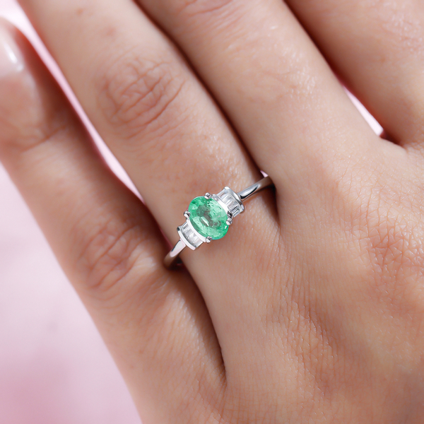 RHAPSODY 950 Platinum AAAA Ethiopian Emerald and Diamond (VS/E-F) Ring