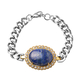 Lapis Lazuli and White Austrian Crystal Bracelet (Size - 8.0 Inch With Extender) Lobster Clasp in St
