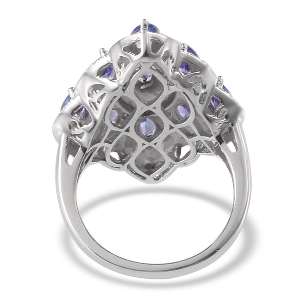Tanzanite (Mrq), Diamond Ring in Platinum Overlay Sterling Silver 1.770 Ct.