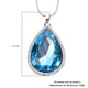3 Piece Set -Simulated Sky Blue Topaz, White Austrian Crystal Pendant with Chain (Size 24 with 3 inch Extender) in Silver Tone & Fuchsia with Multi Colour Scarf (Size 50 Cm) in Gift Box
