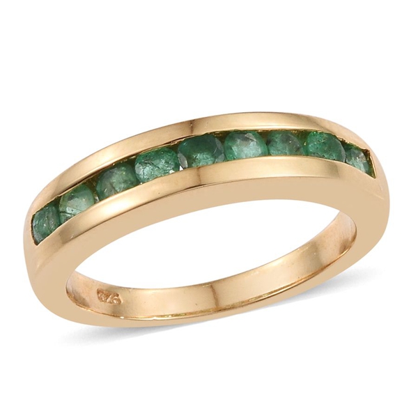 Kagem Zambian Emerald (Rnd) Half Eternity Band Ring in 14K Gold Overlay Sterling Silver 0.650 Ct.