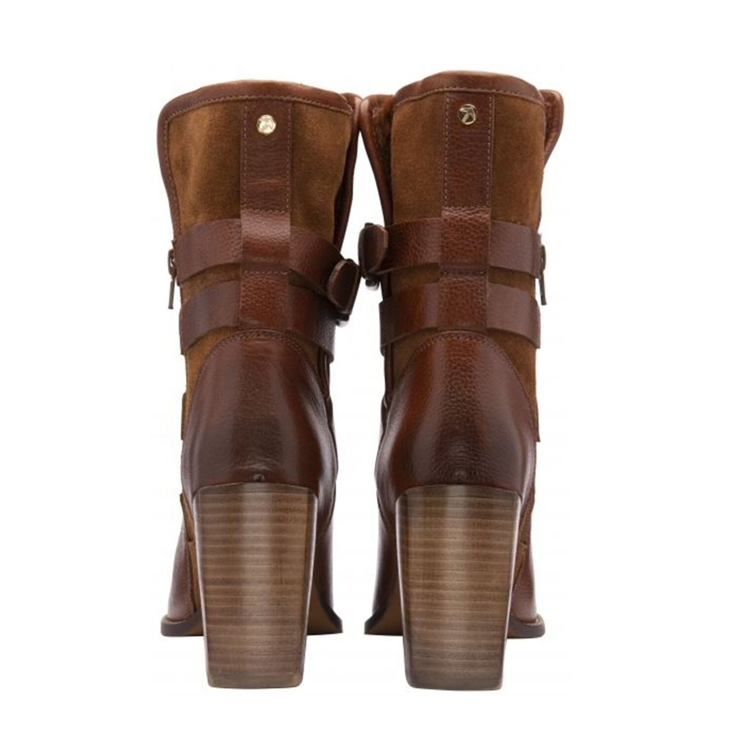 Ravel Santiago Leather Mid-Calf Boots with Buckle Details