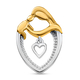 Platinum and Yellow Gold Overlay Sterling Silver Child Mother Love Heart  Pendant