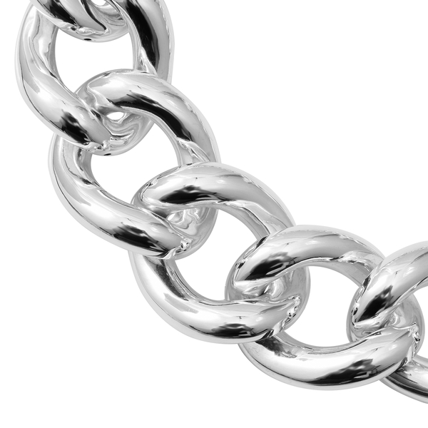 Close Out Deal-Rhodium Overlay Sterling Silver Curb Link Necklace (Size 20), Silver wt 56.00 Gms.