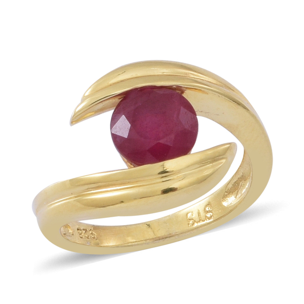 African Ruby (Rnd) Solitaire Ring in 14K Gold Overlay Sterling Silver 2.000 Ct.