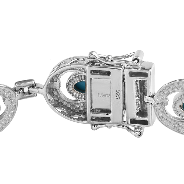 Arizona Sleeping Beauty Turquoise Bracelet (Size - 7) with Clasp in Platinum Overlay Sterling Silver 3.96 Ct, Silver wt. 15.42 Gms