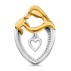Platinum and Yellow Gold Overlay Sterling Silver Child Mother Love Heart Pendant, Silver Wt 3.15 Gms