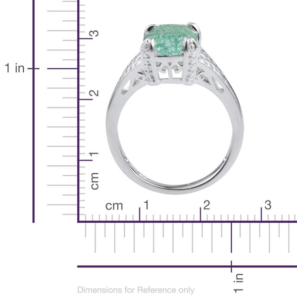 Green Crackled Quartz (Cush) Solitaire Ring in Sterling Silver 2.750 Ct.