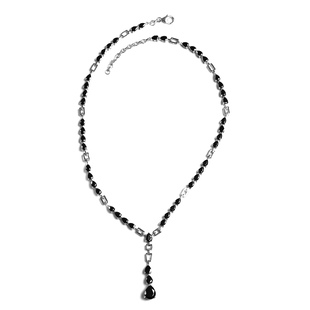 14 Carat Shungite Lariat Necklace in Platinum Plated Silver 18 with 2 inch Extender