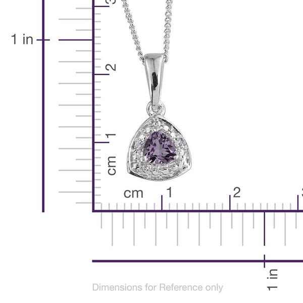Rose De France Amethyst (Trl), Diamond Pendant With Chain and Lever Back Earring in Platinum Overlay Sterling Silver 0.780 Ct.