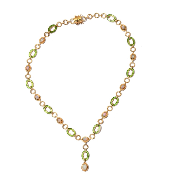 Designer inspired-Ethiopian Welo Opal Necklace (Size 18) in 14K Gold Overlay Sterling Silver 3.50 Ct, Silver wt. 27.00 Gms