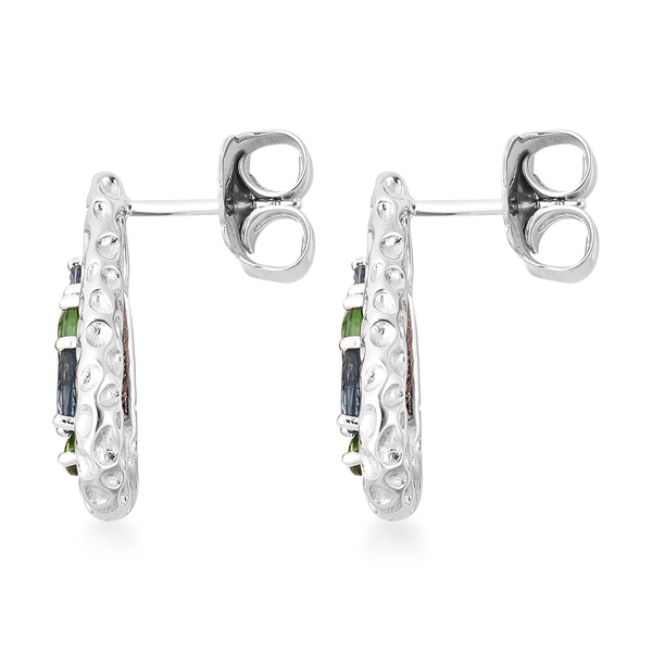 RACHEL GALLEY Misto Collection - London Blue Topaz and AA Chrome Diopside Earrings (with Push Back) in Rhodium Overlay Sterling Silver