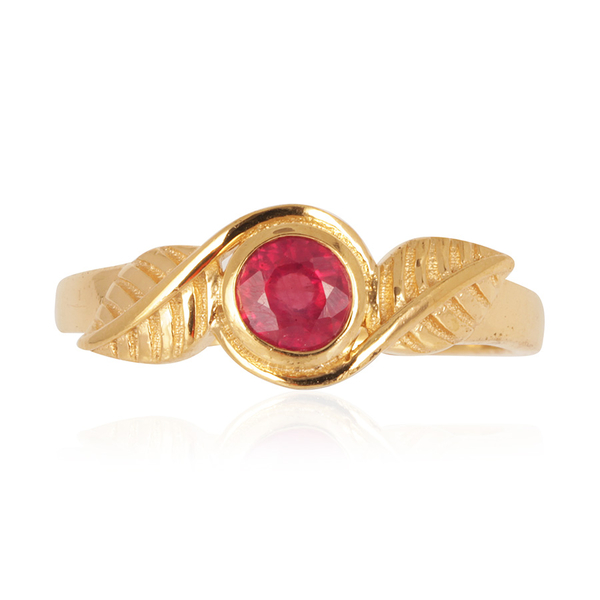 Tribal Collection of India African Ruby (Rnd) Solitaire Ring in 14K Gold Overlay Sterling Silver 0.7