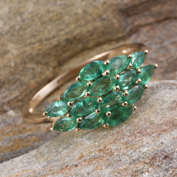 9K Y Gold Boyaca Colombian Emerald (Mrq) Ring 1.850 Ct.