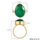 Green Onyx Solitaire Ring in Vermeil Yellow Gold Overlay Sterling Silver 6.53 Ct.