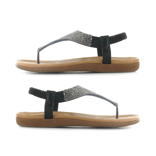 OLLY Samba Toe Post Comfort Sandal (Size 6) - Black