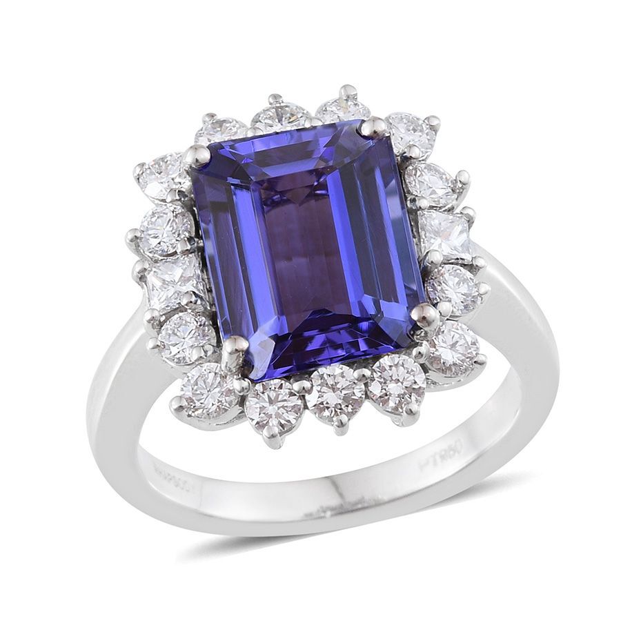 RHAPSODY 950 Platinum AAAA Tanzanite (Oct 5.05 Ct), Diamond Ring 6.100 Ct.