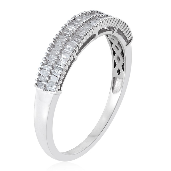 Designer Inspired - Diamond (Bgt) Ring in Platinum Overlay Sterling Silver 0.500 Ct.