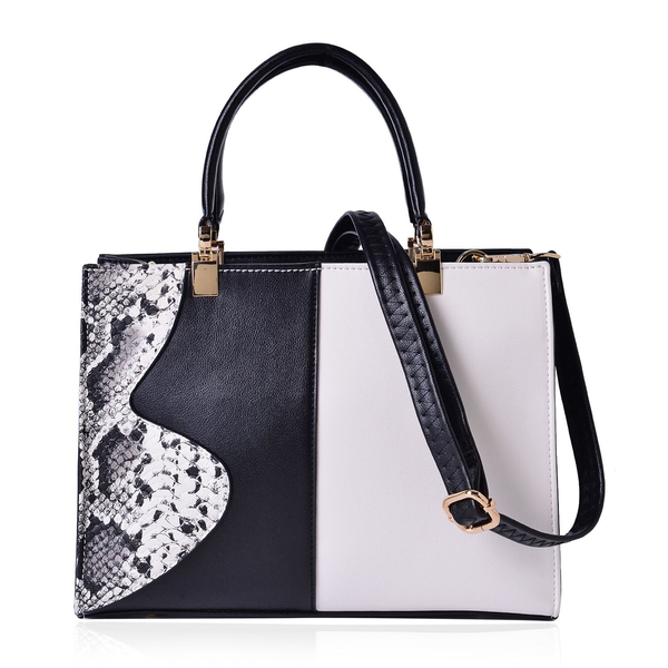 MANHATTAN COLLECTION Greenwich Snake Pattern Tote Bag with External Zipper Pocket and Adjustable, Re