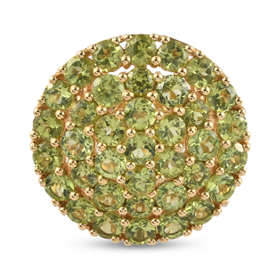 Hebei Peridot Cluster Ring in 14K Gold Overlay Sterling Silver 10.35 Ct, Silver Wt. 9.98 Gms