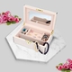 Luxurious Wooden Jewellery Box with Key Lock & Inside Mirror (Size 28x19x10cm) - Off White