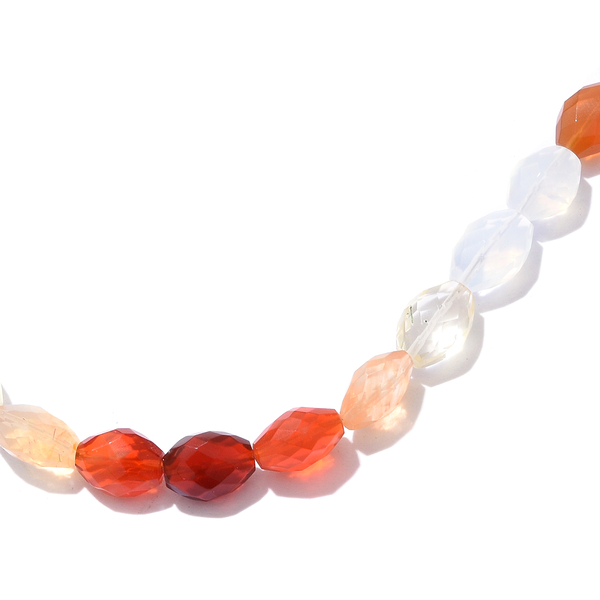 Auction Only Deal-Extremely Rare Size Shades of Fire Opal (Ovl) Necklace (Size 18 with 2 inch Extender) in Platinum Overlay Sterling Silver 85.500 Ct.