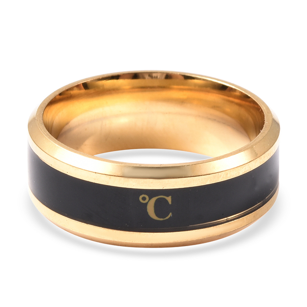 Celsius Temperature Band Ring in Black and Gold Tone