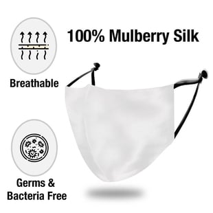 100% Mulberry Silk Face Cover with 7 pcs Melt Blown Cotton Pad (Size 22.5x14 Cm) - White