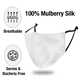 100% Mulberry Silk Face Cover with 7 pcs Melt Blown Cotton Pad (Size 22.5x14 Cm) - White