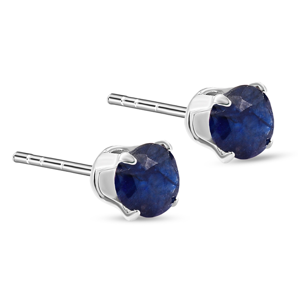 Masoala Sapphire Stud Earrings (With Push Back) in Sterling Silver 1.57 Ct.
