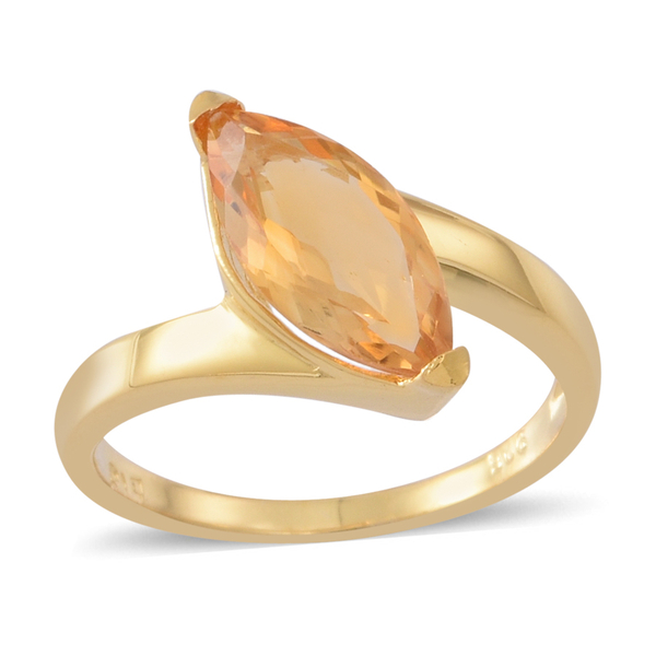 AAA Citrine (Mrq) Solitaire Ring in Yellow Gold Overlay Sterling Silver 1.750 Ct.