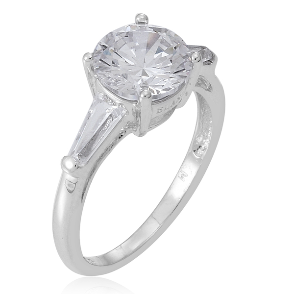 AAA Simulated Diamond (Rnd) Ring in Rhodium Plated Sterling Silver