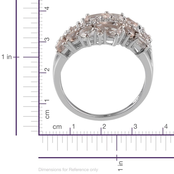 Marropino Morganite (Ovl), White Topaz Ring in Platinum Overlay Sterling Silver 2.000 Ct.