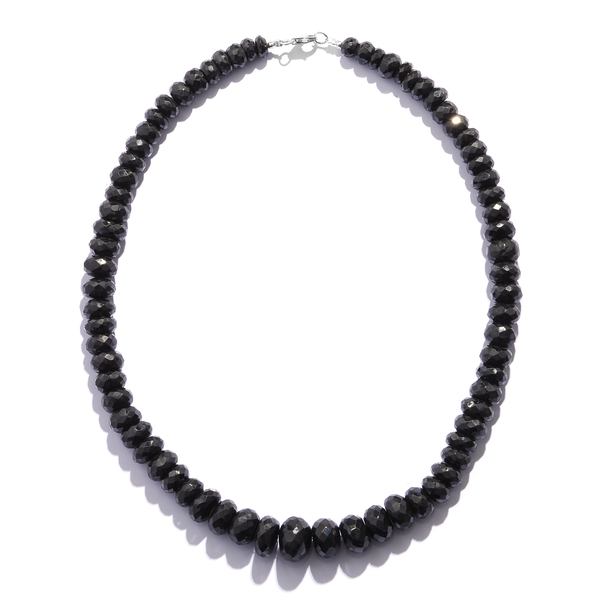 460 Ct Boi Ploi Black Spinel Beaded Necklace in Sterling Silver 18 Inch