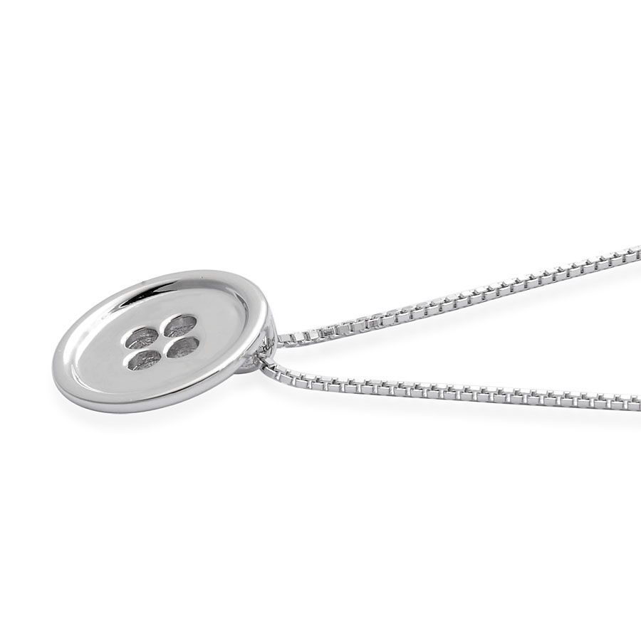 LucyQ Button Necklace (Size 18) in Rhodium Plated Sterling Silver 7.54 Gms.
