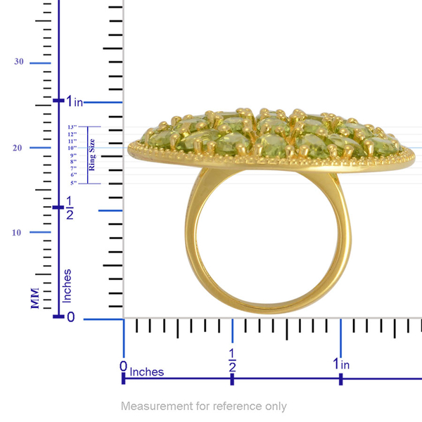 Hebei Peridot (Ovl) Cluster Ring in Yellow Gold Overlay Sterling Silver 14.250 Ct.