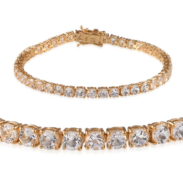 Golconda Diamond Topaz (Rnd) Bracelet (Size 8) in 14K Gold Overlay Sterling Silver 11.000 Ct.