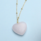 Rose Quartz Heart Pendant with Chain (Size 20) in Yellow Gold Overlay Sterling Silver