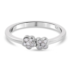 Diamond Twin Flower Ring (Size M) in Platinum Overlay Sterling Silver