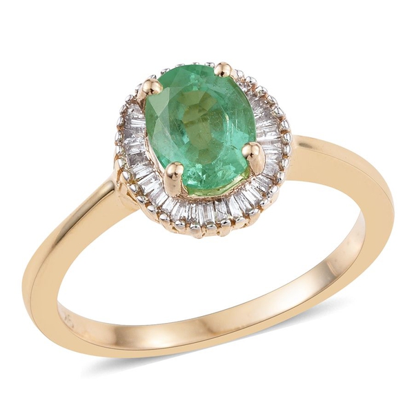 9K Y Gold Colombian Emerald (Ovl 1.00 Ct.) and Diamond Ring 1.250 Ct.