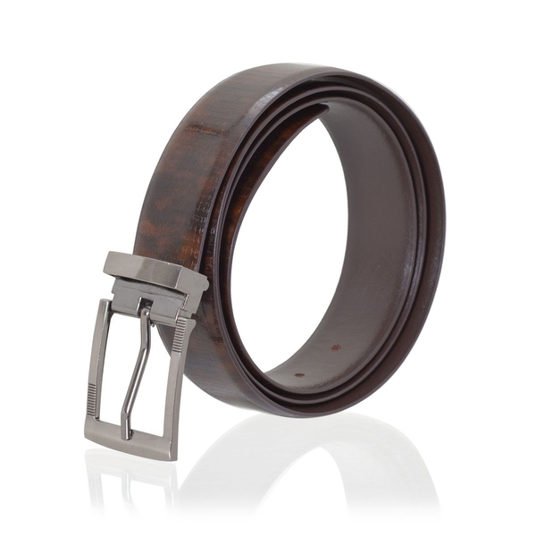 Genuine Leather Brown Colour Mens Belt with Silver Tone Buckle (Size 42 inch)