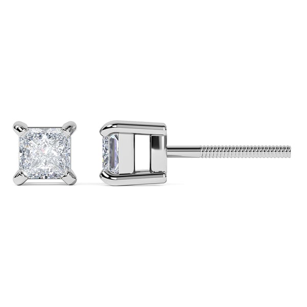 RHAPSODY 950 Platinum IGI Certified Diamond (Princess Cut) (VS/E-F) Solitaire Stud Earrings (with Screw Back) 0.20 Ct.