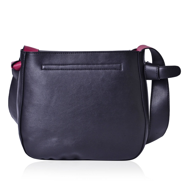 Penny Black and Burgundy Colour Shoulder Bag with Shoulder Strap (Size 27x24x8 Cm)