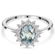 Aquamarine and Natural Cambodian Zircon Ring in Platinum Overlay Sterling Silver 1.14 Ct.