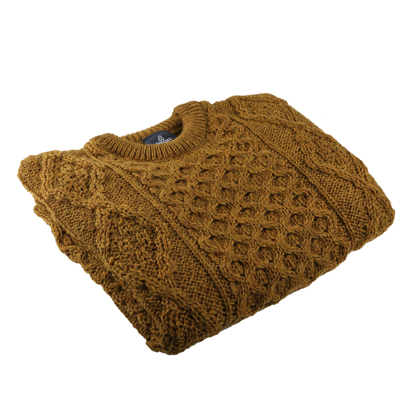 ARAN 100% Pure New Wool Sweater Mustard