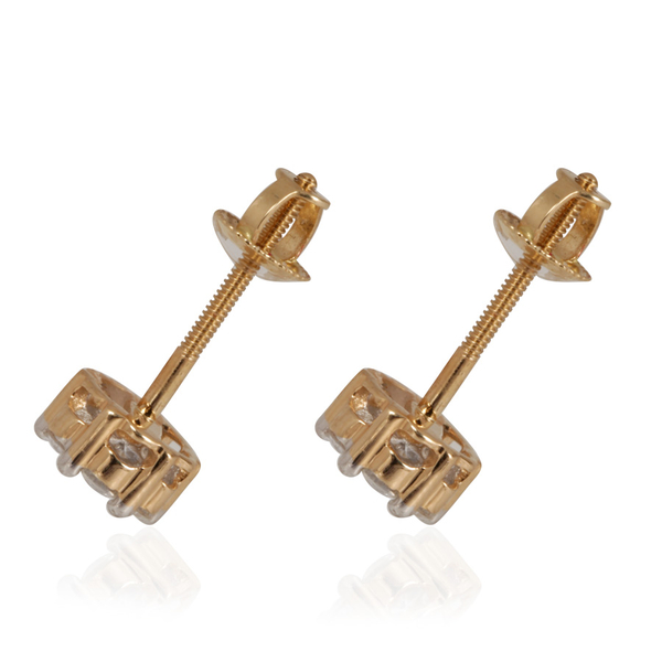 ILIANA 18K Y Gold IGI Certified Diamond (Rnd) (SI/ G-H) Stud Earrings (with Screw Back) 0.500 Ct.