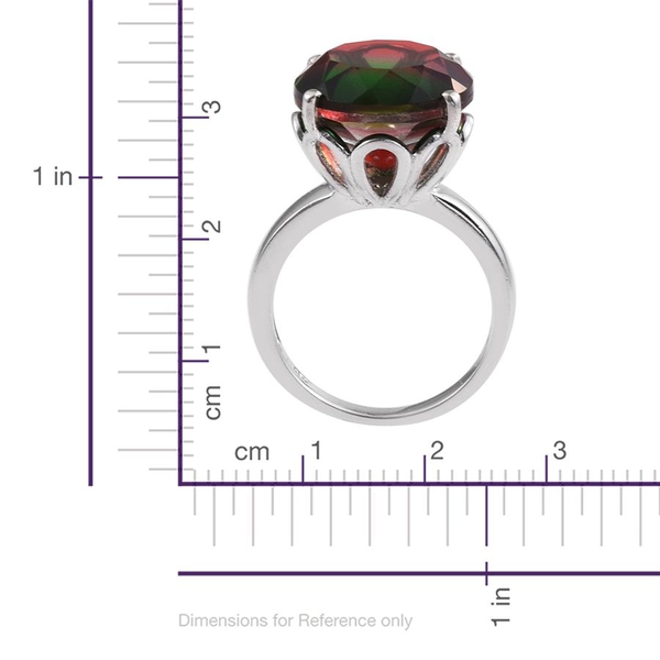 Bi-Color Tourmaline Quartz (Rnd) Ring in Platinum Overlay Sterling Silver 10.500 Ct.