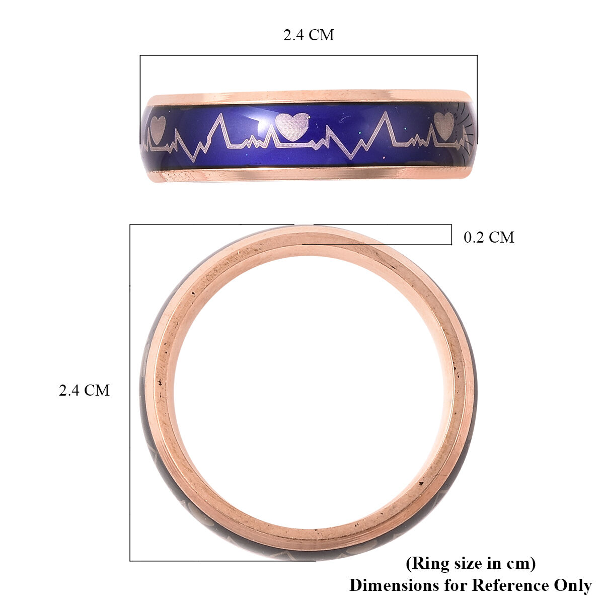 New Concept Mood Band Ring Heartbeats Design in Rose Gold Tone